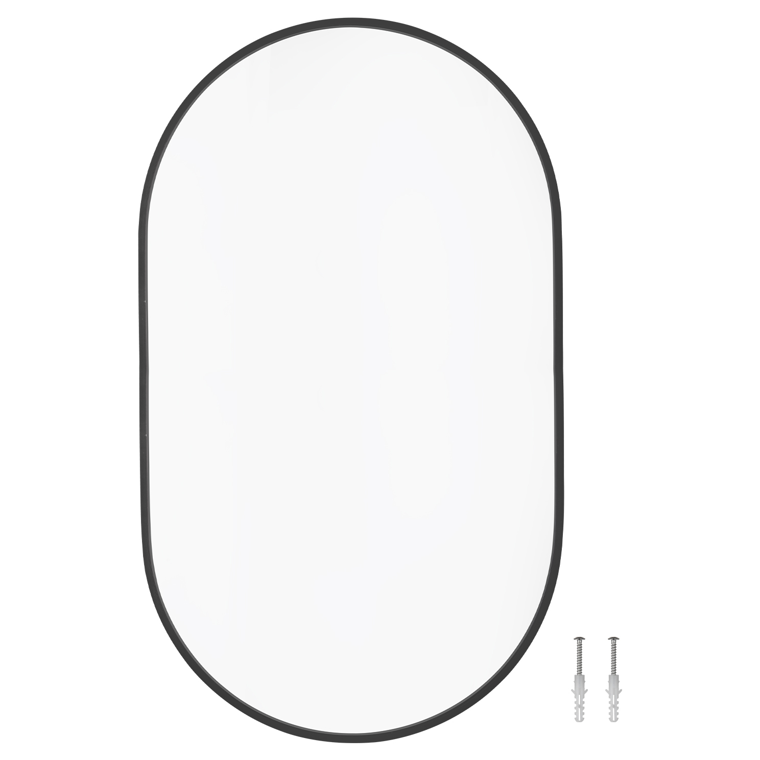 Black Superia Oval Stainless Steel Wall Mirror
