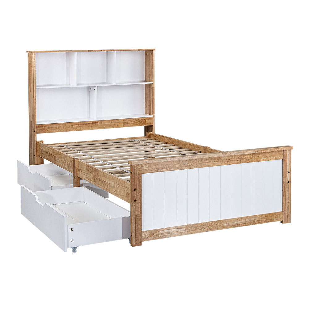 Eli Rubberwood Bed Frame with Drawers