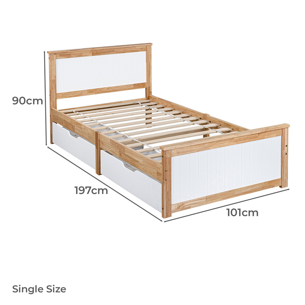 Dana Rubberwood Bed Frame with Drawers