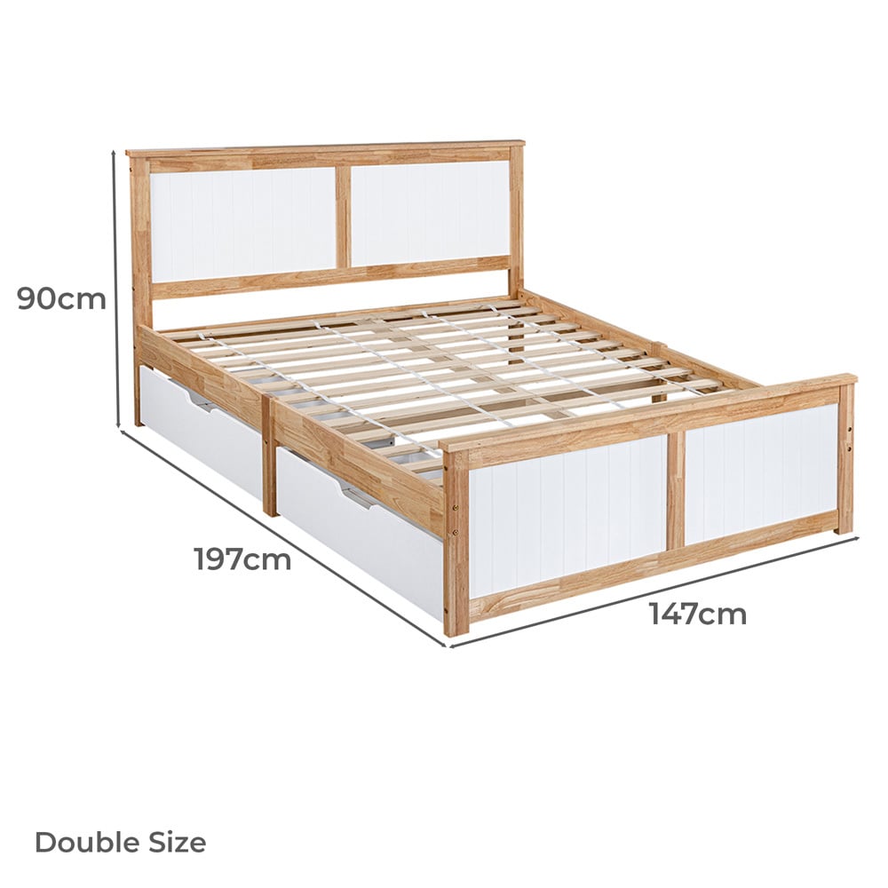 Dana Rubberwood Bed Frame with Drawers