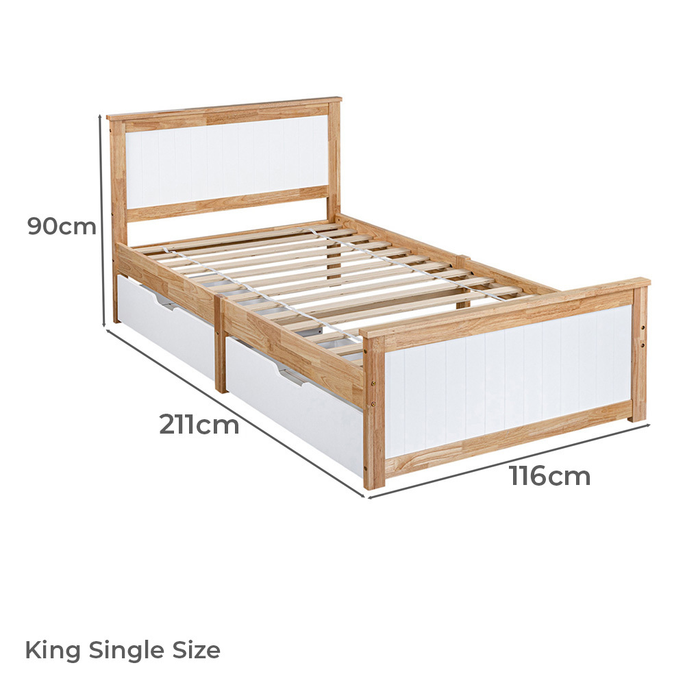 Dana Rubberwood Bed Frame with Drawers
