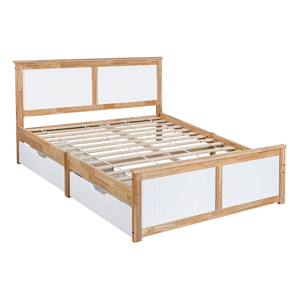 Dana Rubberwood Bed Frame with Drawers