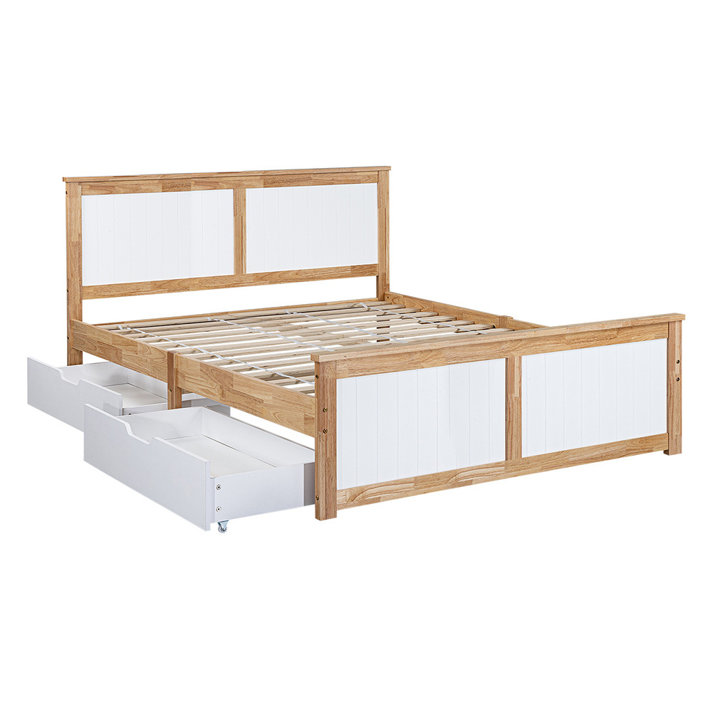 Dana Rubberwood Bed Frame with Drawers