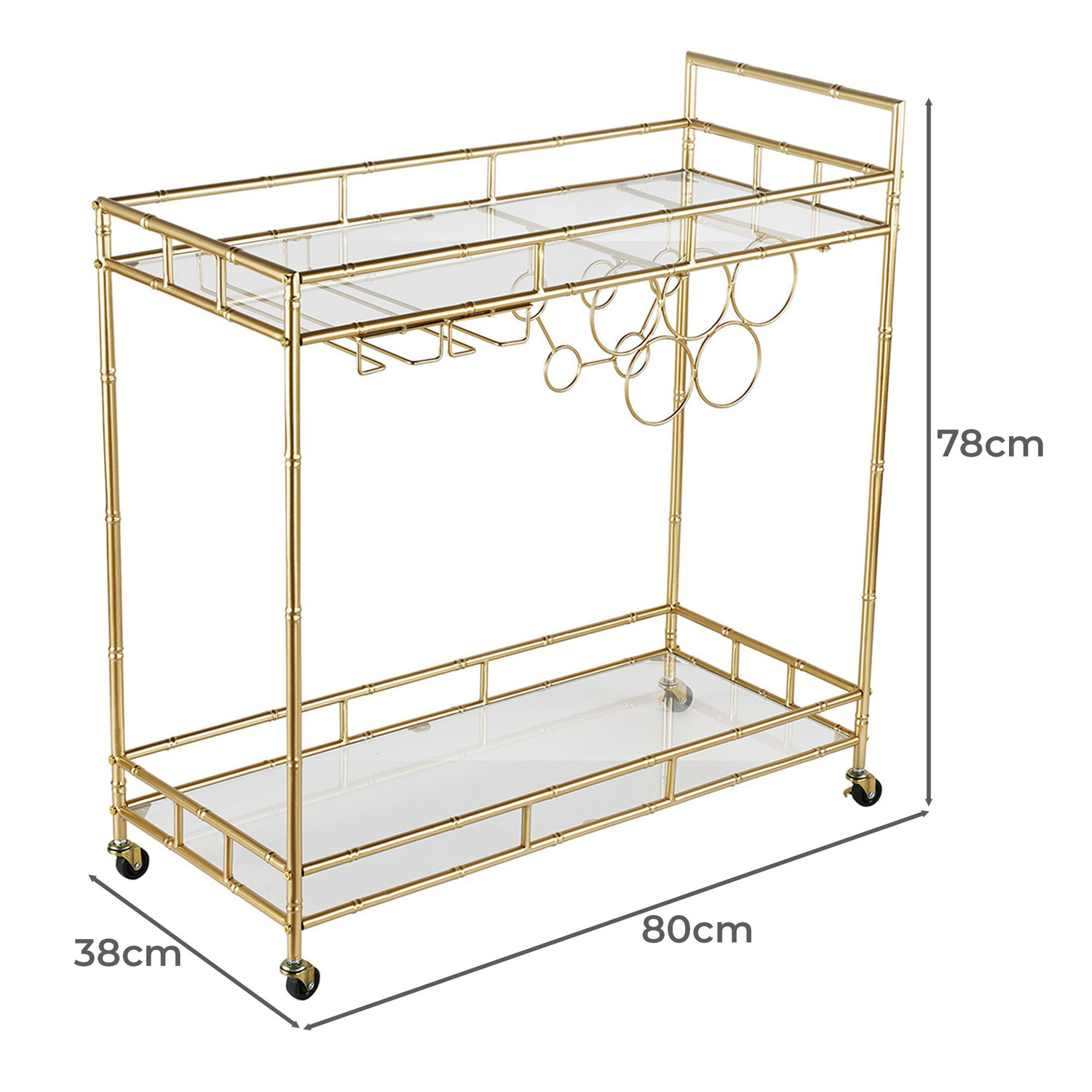 Caldwell 2 Tier Steel Bar Cart