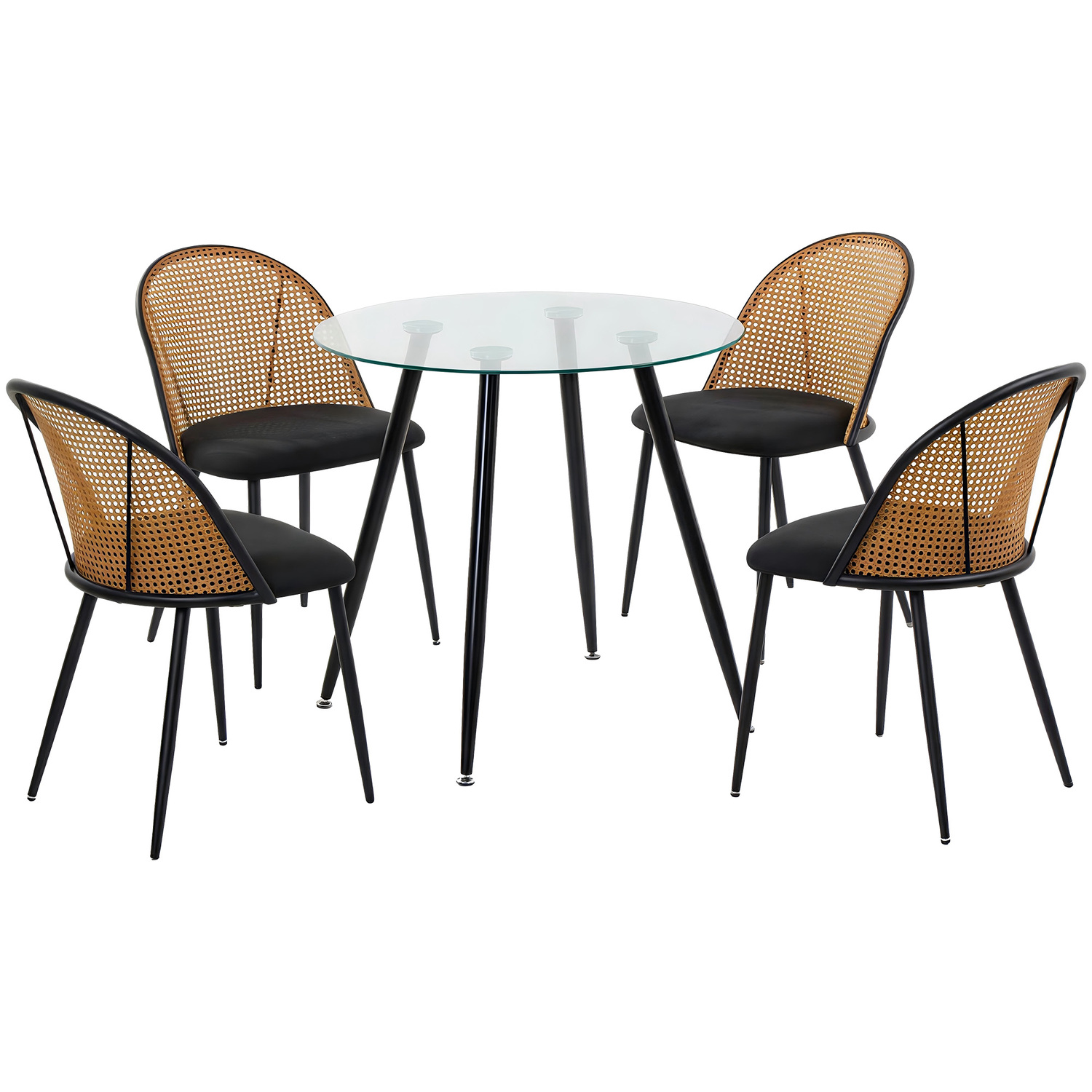 4 Seater Black Adeline Dining Table & Chair Set