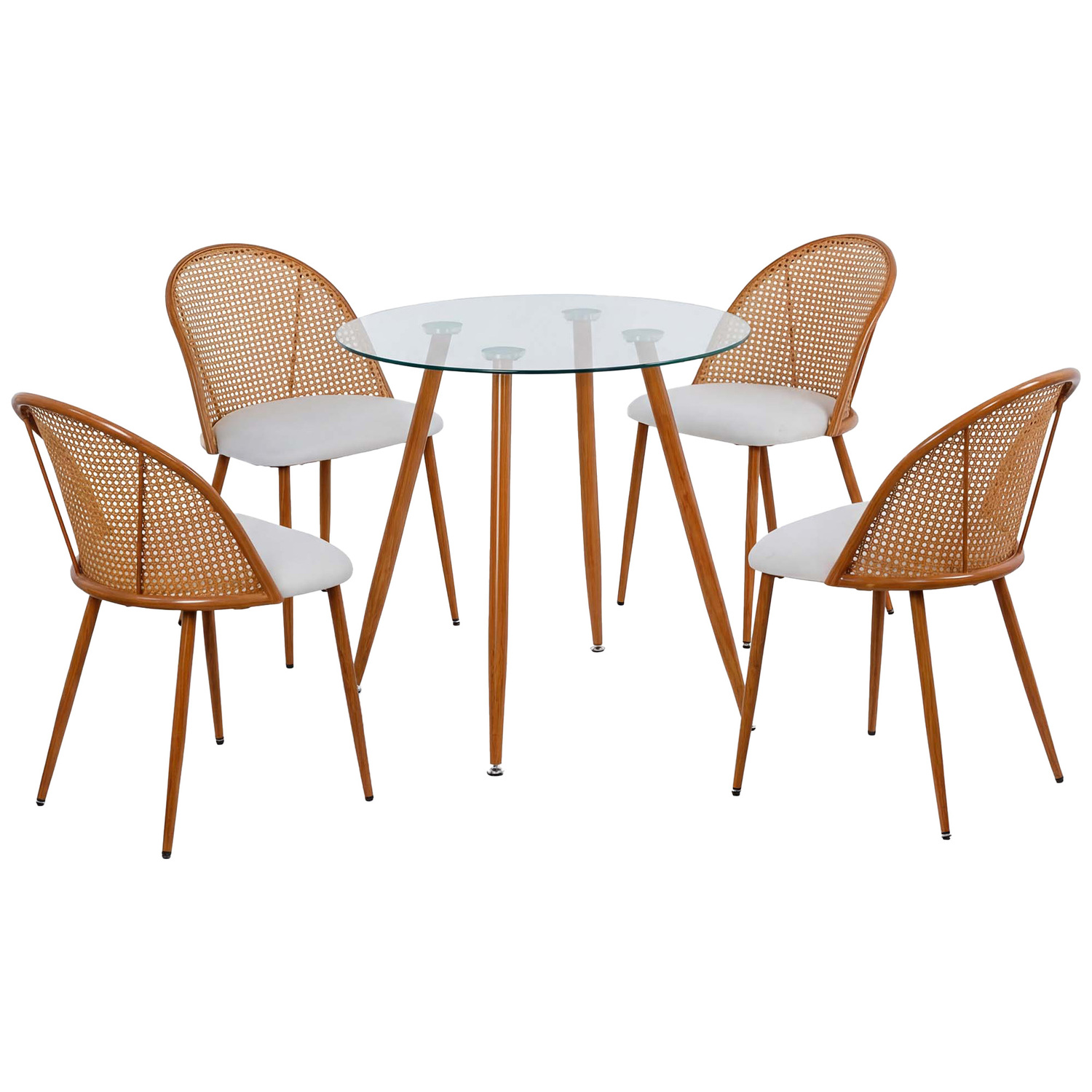 4 Seater Natural Adeline Dining Table & Chair Set