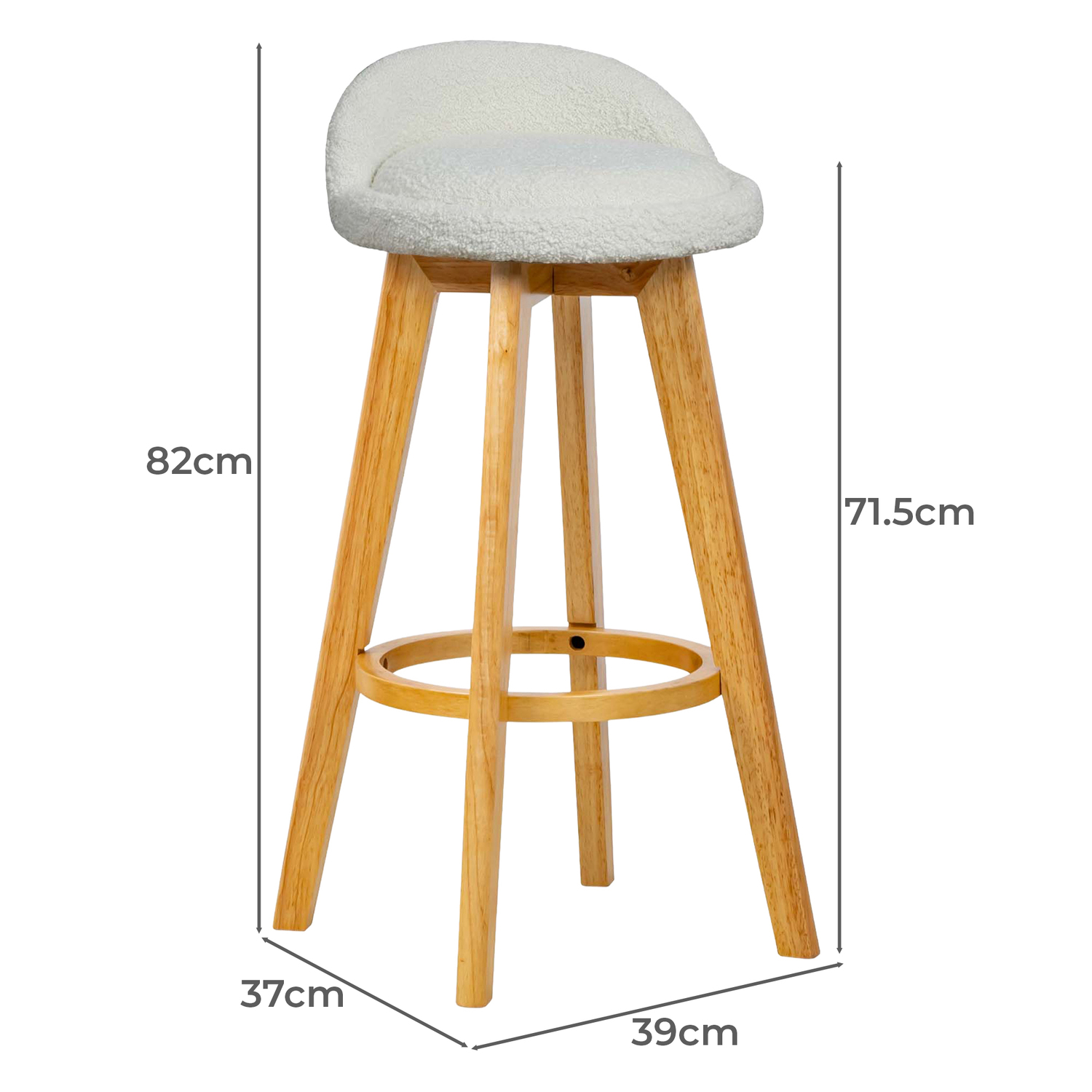 71.5cm Yuri Boucle Swivel Bar Stools