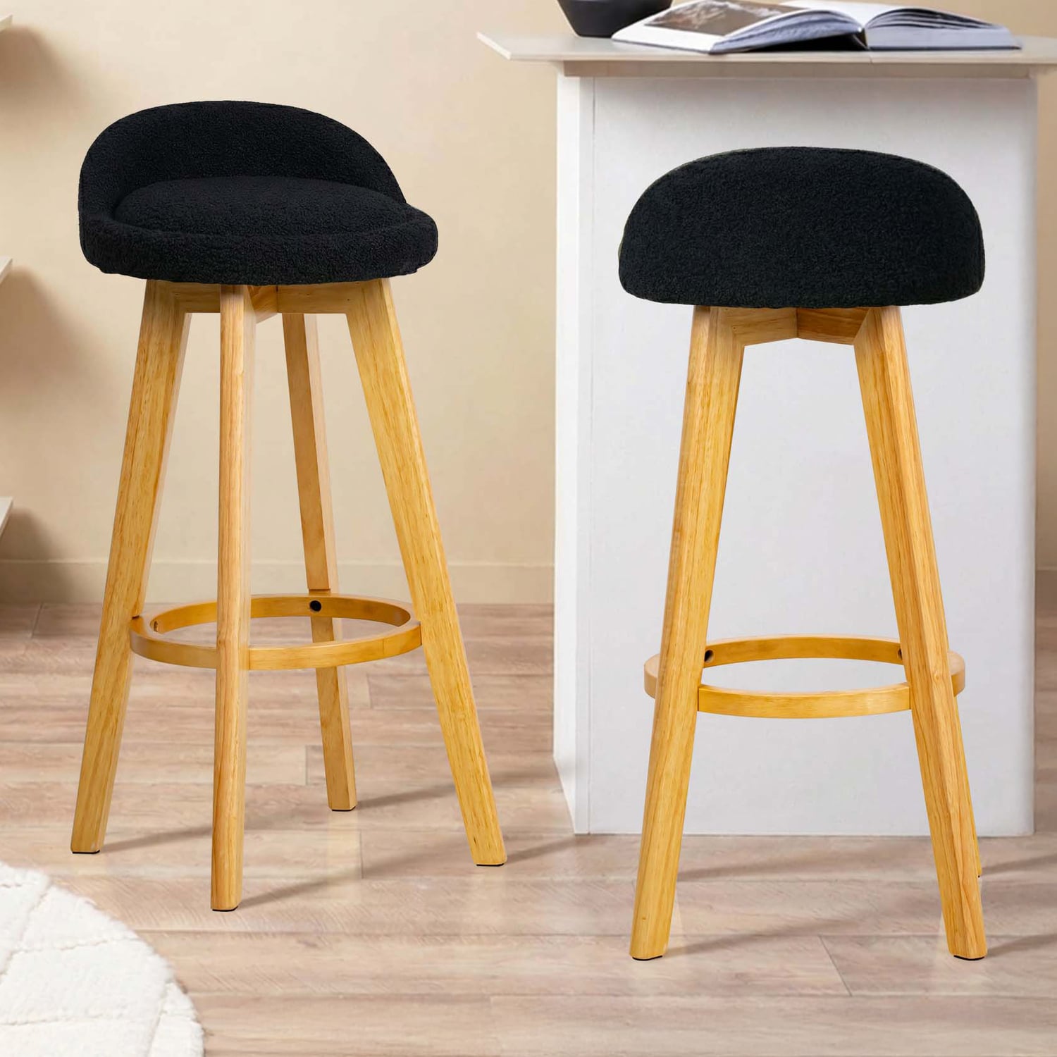 71.5cm Yuri Boucle Swivel Bar Stools