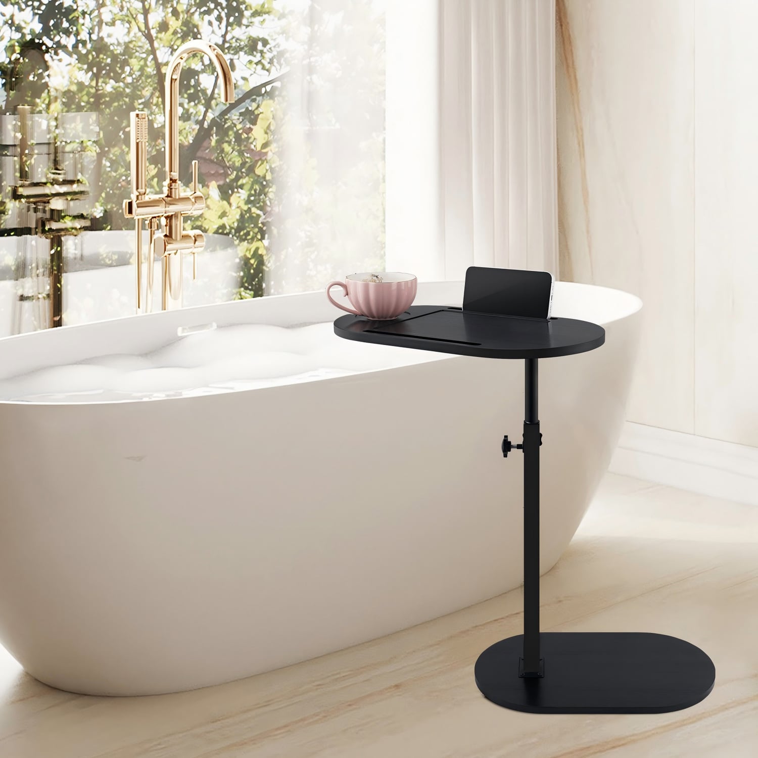 Black Callahan Bamboo & Steel Side Table
