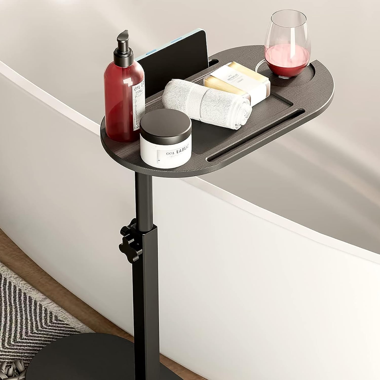Black Callahan Bamboo & Steel Side Table