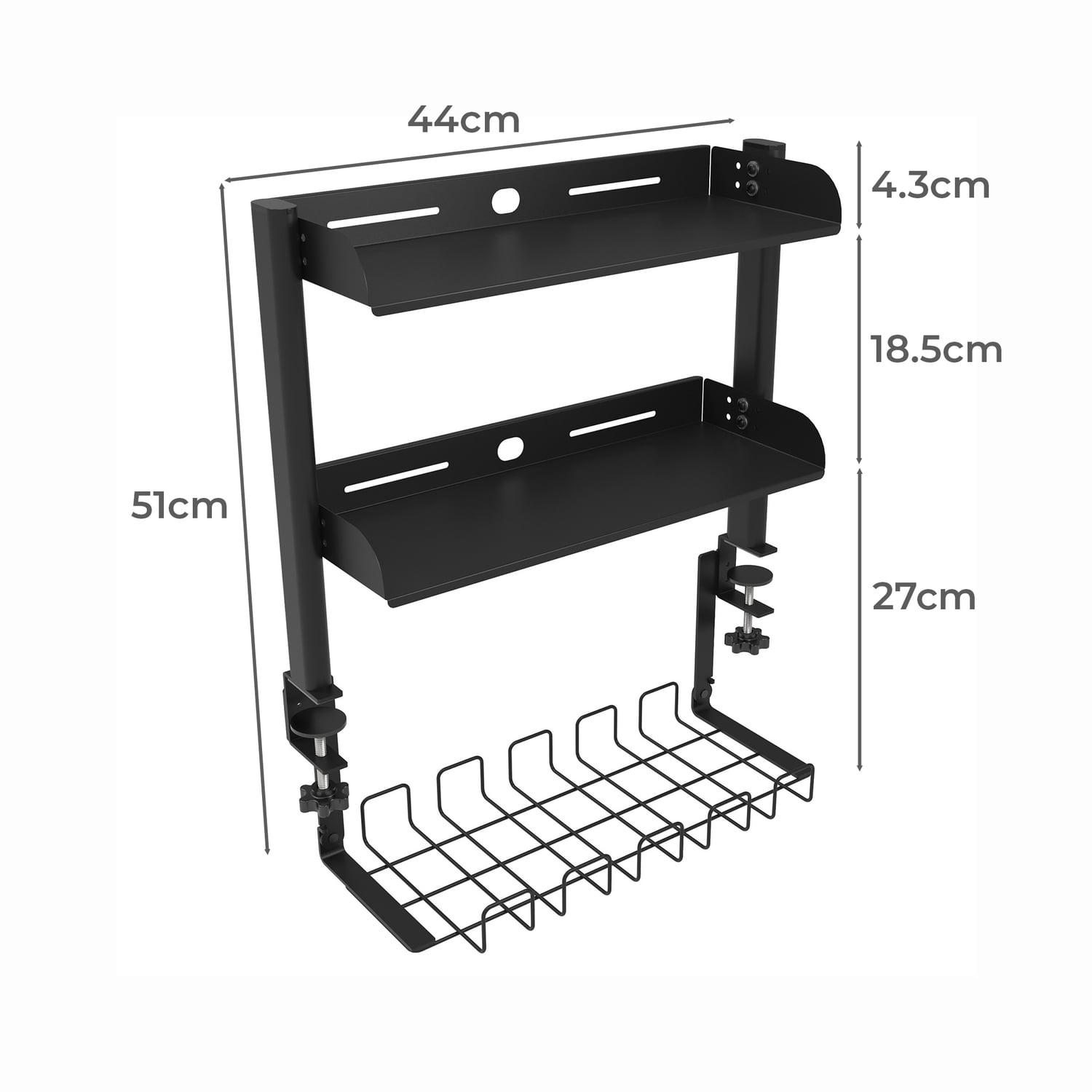 Ripley 2 Tier Desk Shelf with Under Desk Cable Management