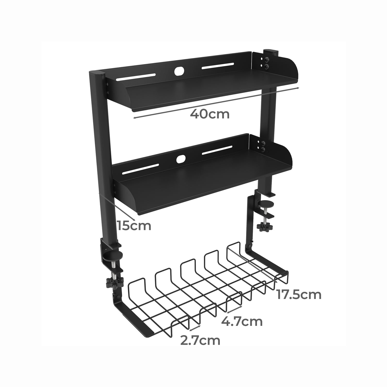 Ripley 2 Tier Desk Shelf with Under Desk Cable Management