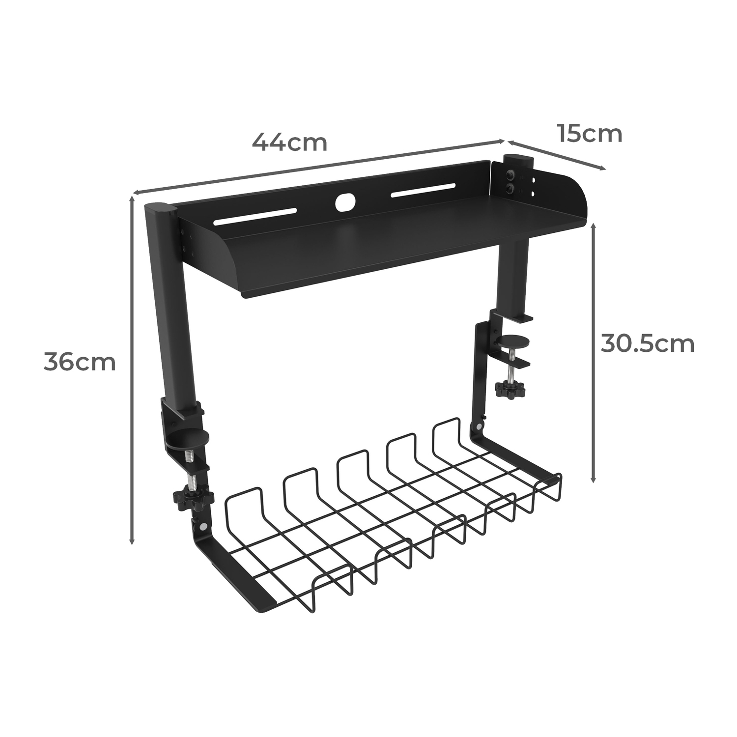 Ripley 1 Tier Desk Shelf with Under Desk Cable Management
