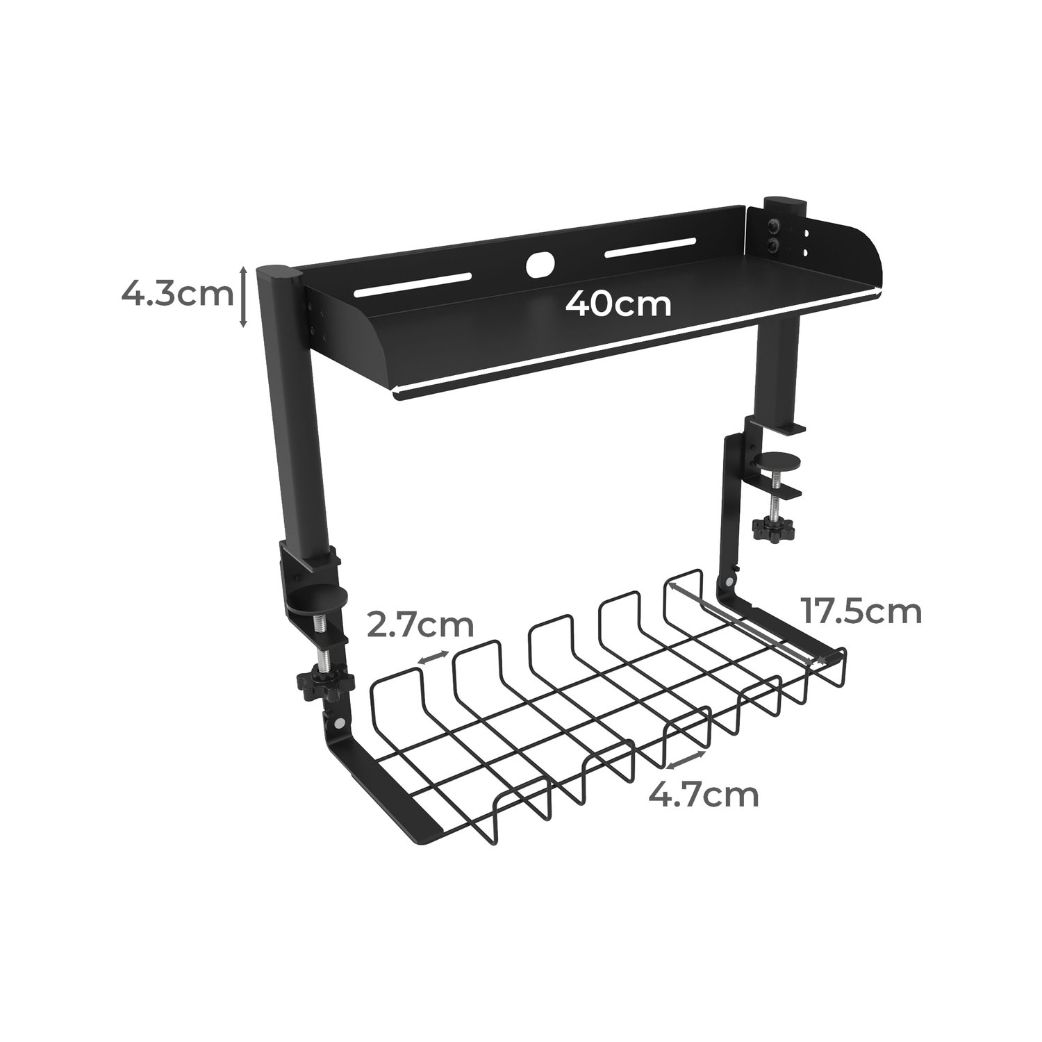 Ripley 1 Tier Desk Shelf with Under Desk Cable Management