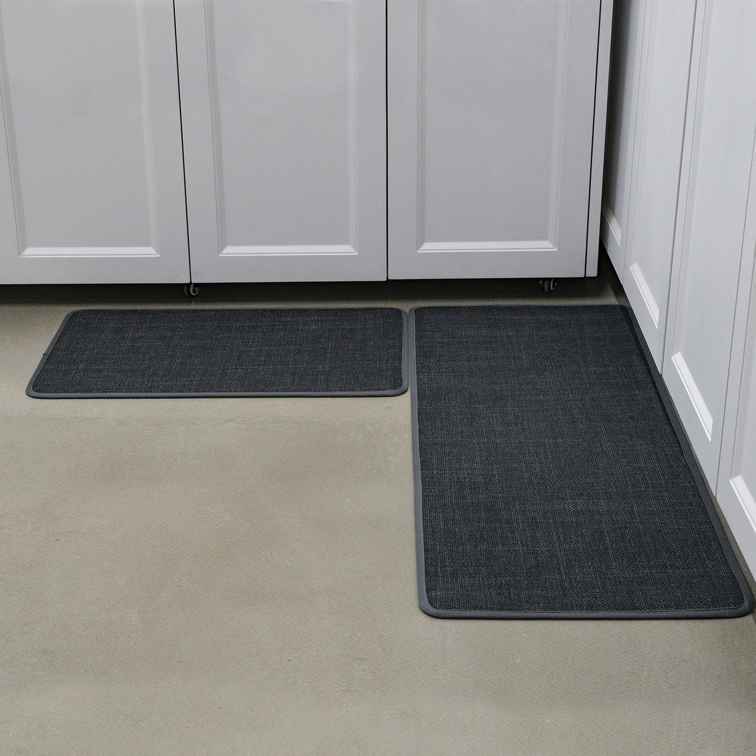 2 Piece Black Silja Kitchen Mat Set
