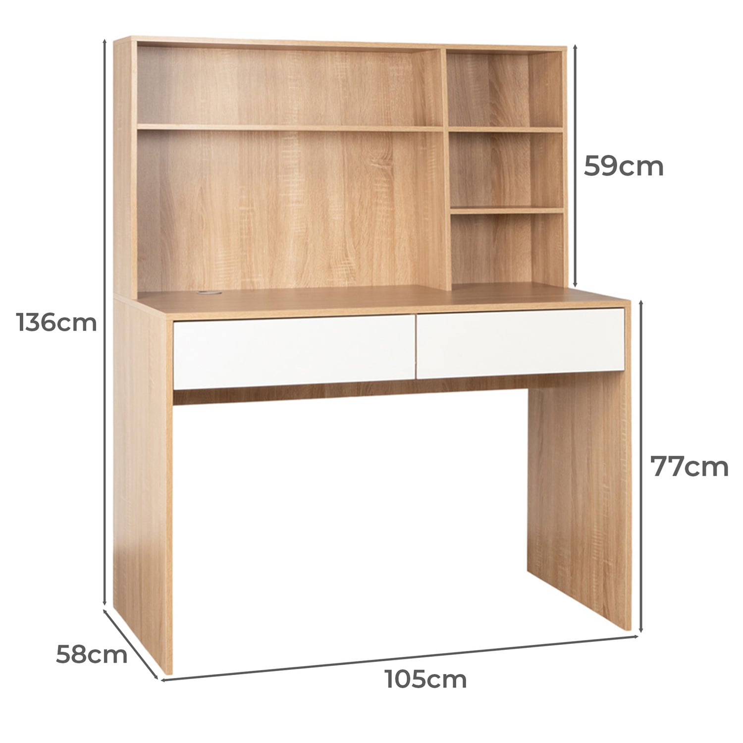 Tamara II 2 Drawer Desk with Hutch
