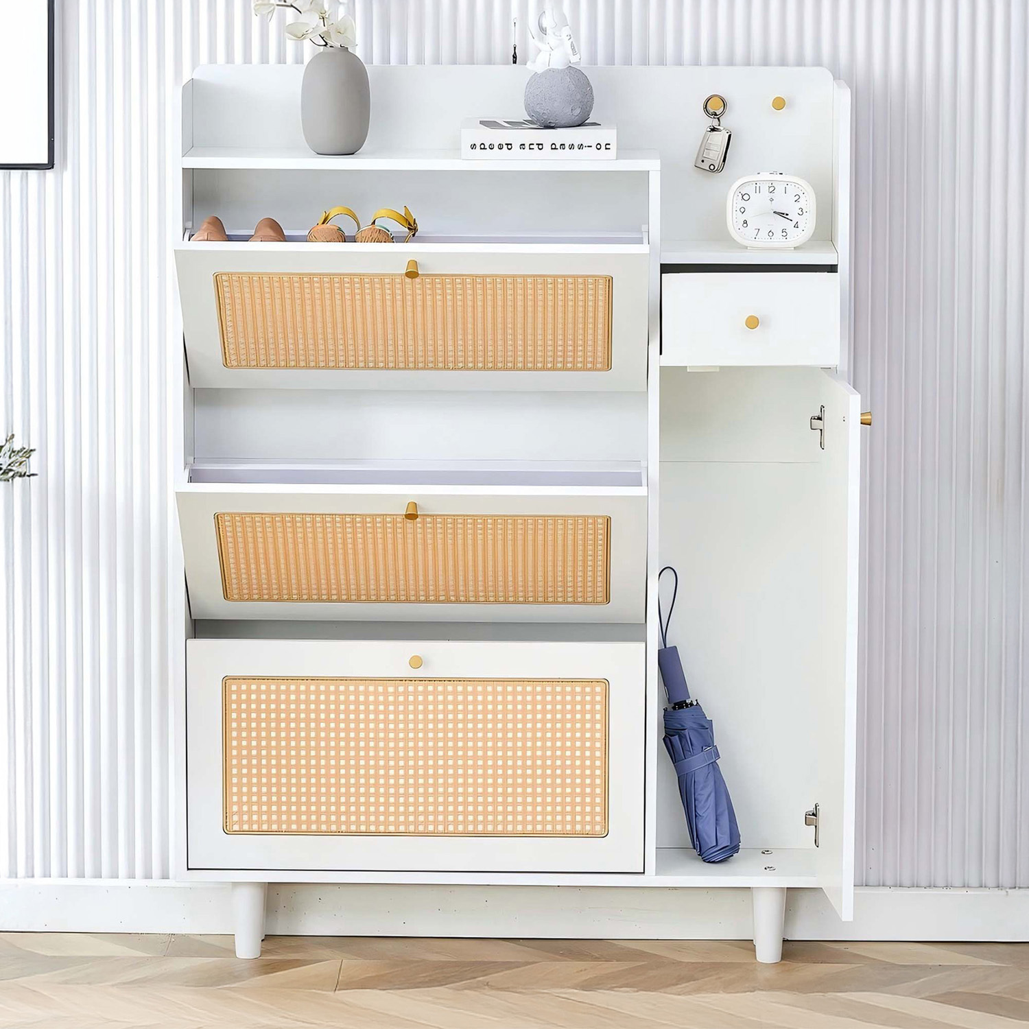 Ioanna 4 Door Rattan Shoe Cabinet