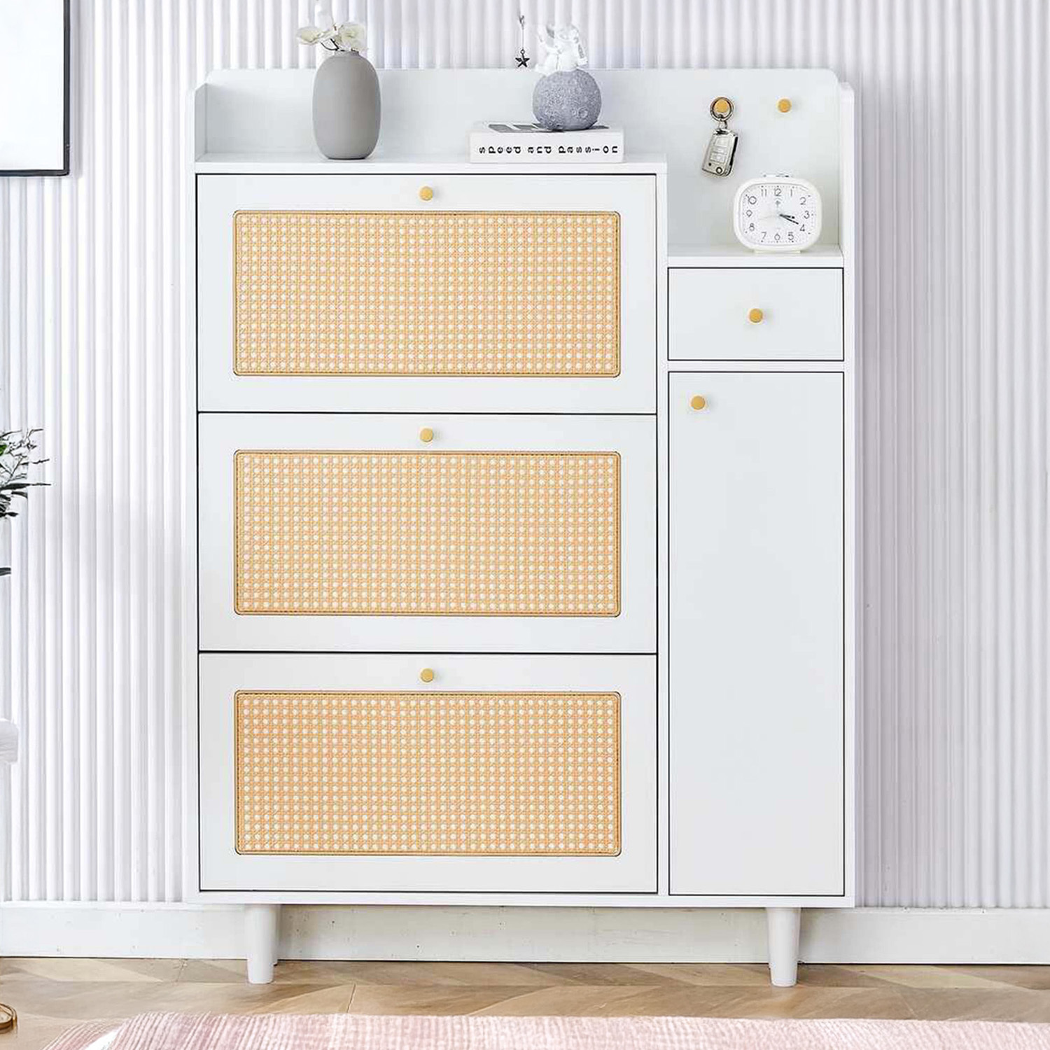 Ioanna 4 Door Rattan Shoe Cabinet