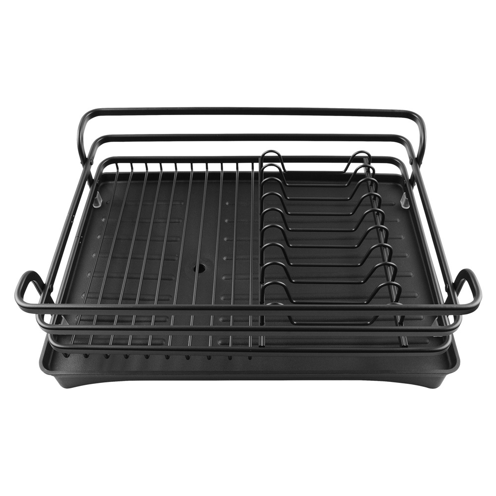 Black Kitchen Dish Drying Rack Storage Organizer Drainer Basket Plate Shelf One Tier Black