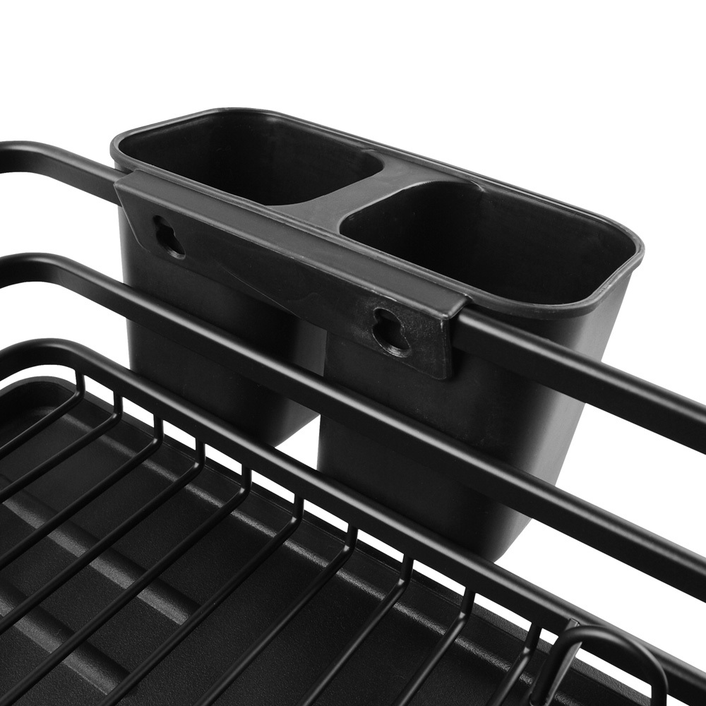 Black Kitchen Dish Drying Rack Storage Organizer Drainer Basket Plate Shelf One Tier Black
