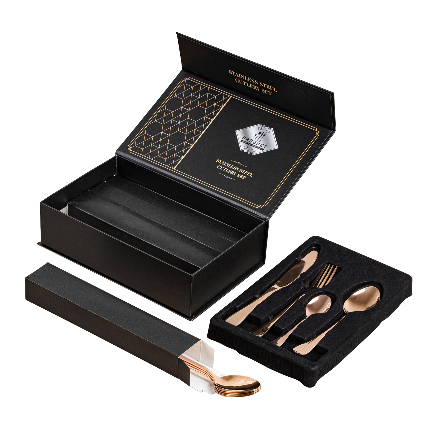 24 Piece Rose Gold Stainless Steel Cutlery Set