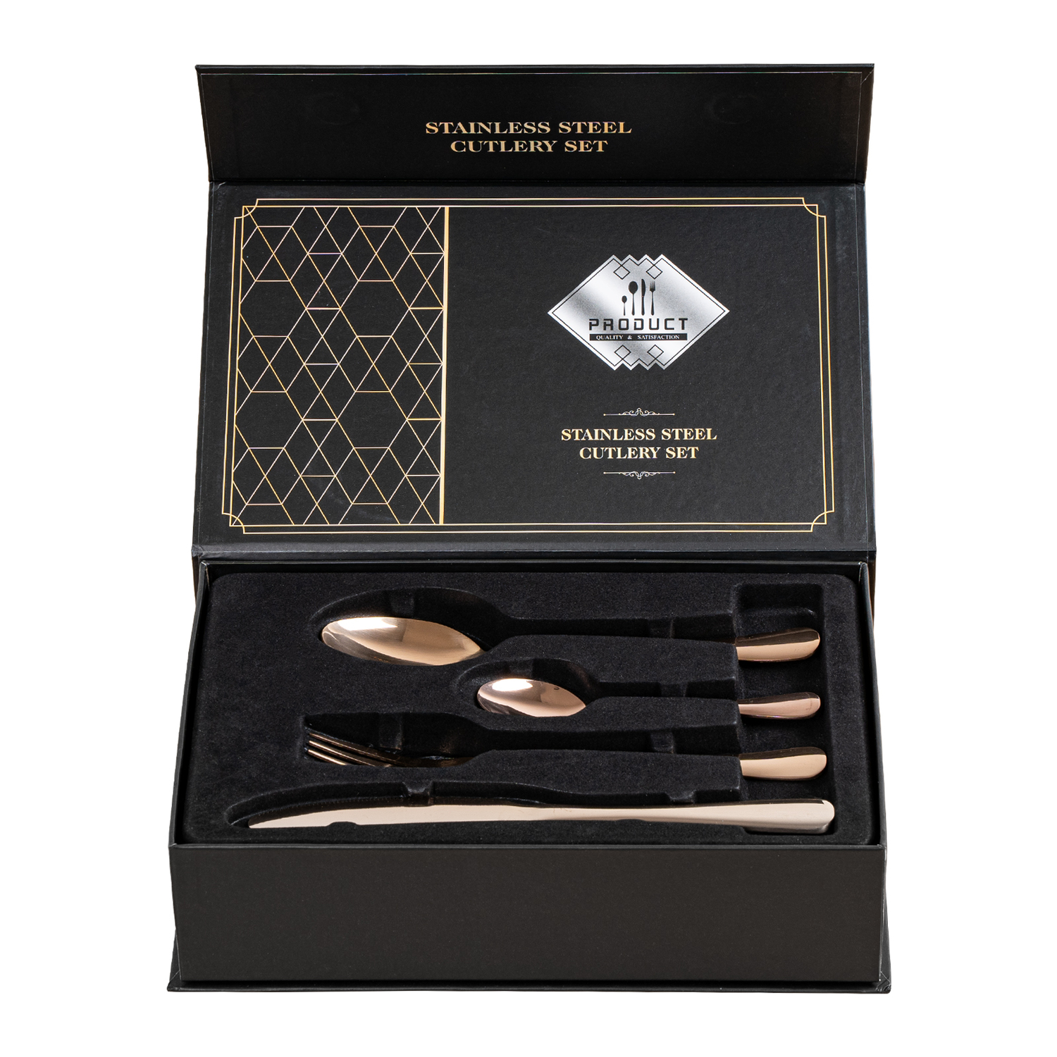 24 Piece Rose Gold Stainless Steel Cutlery Set