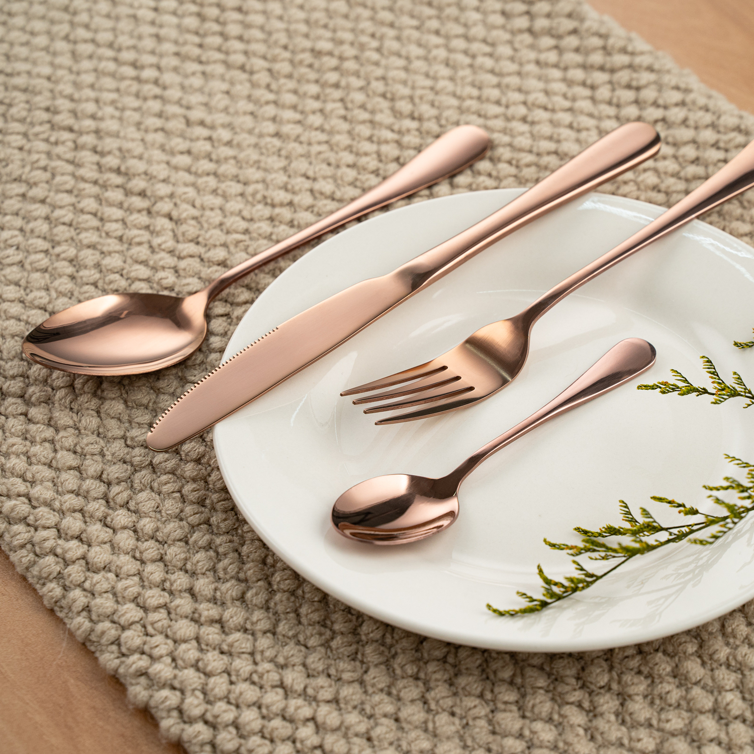 24 Piece Rose Gold Stainless Steel Cutlery Set