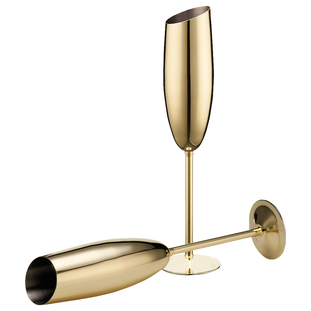 Gold 200ml Stainless Steel Champagne Flutes