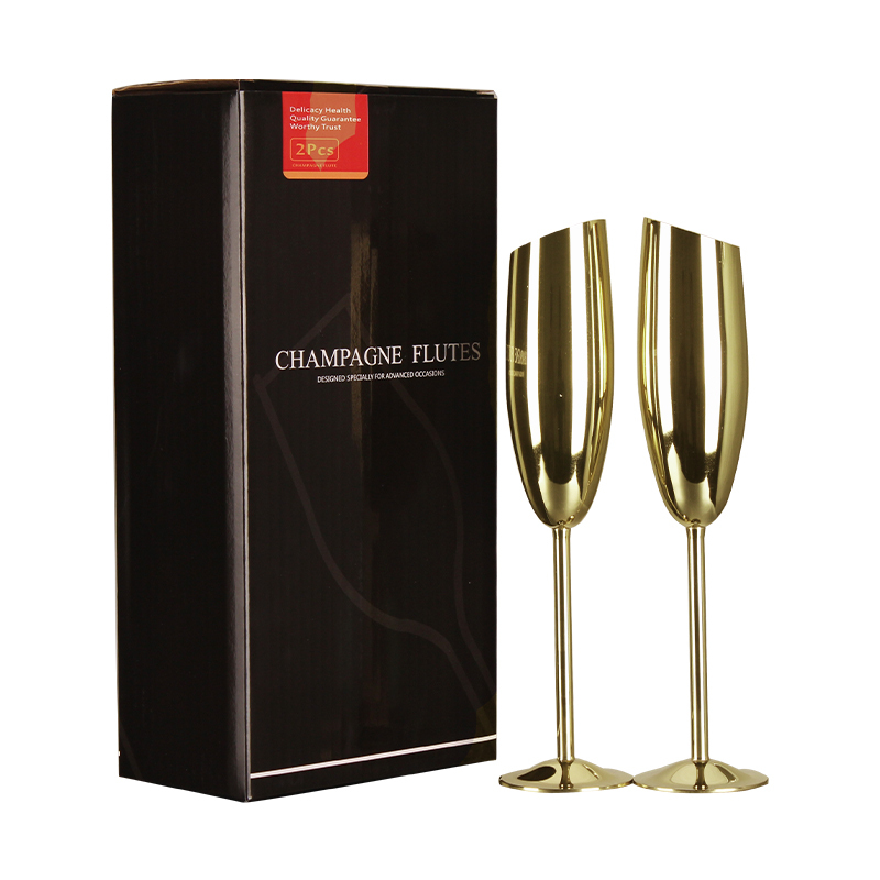 Gold 200ml Stainless Steel Champagne Flutes
