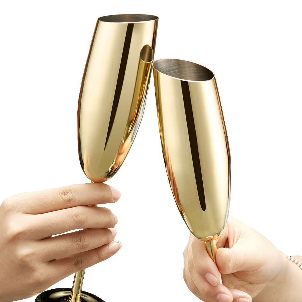 Gold 200ml Stainless Steel Champagne Flutes