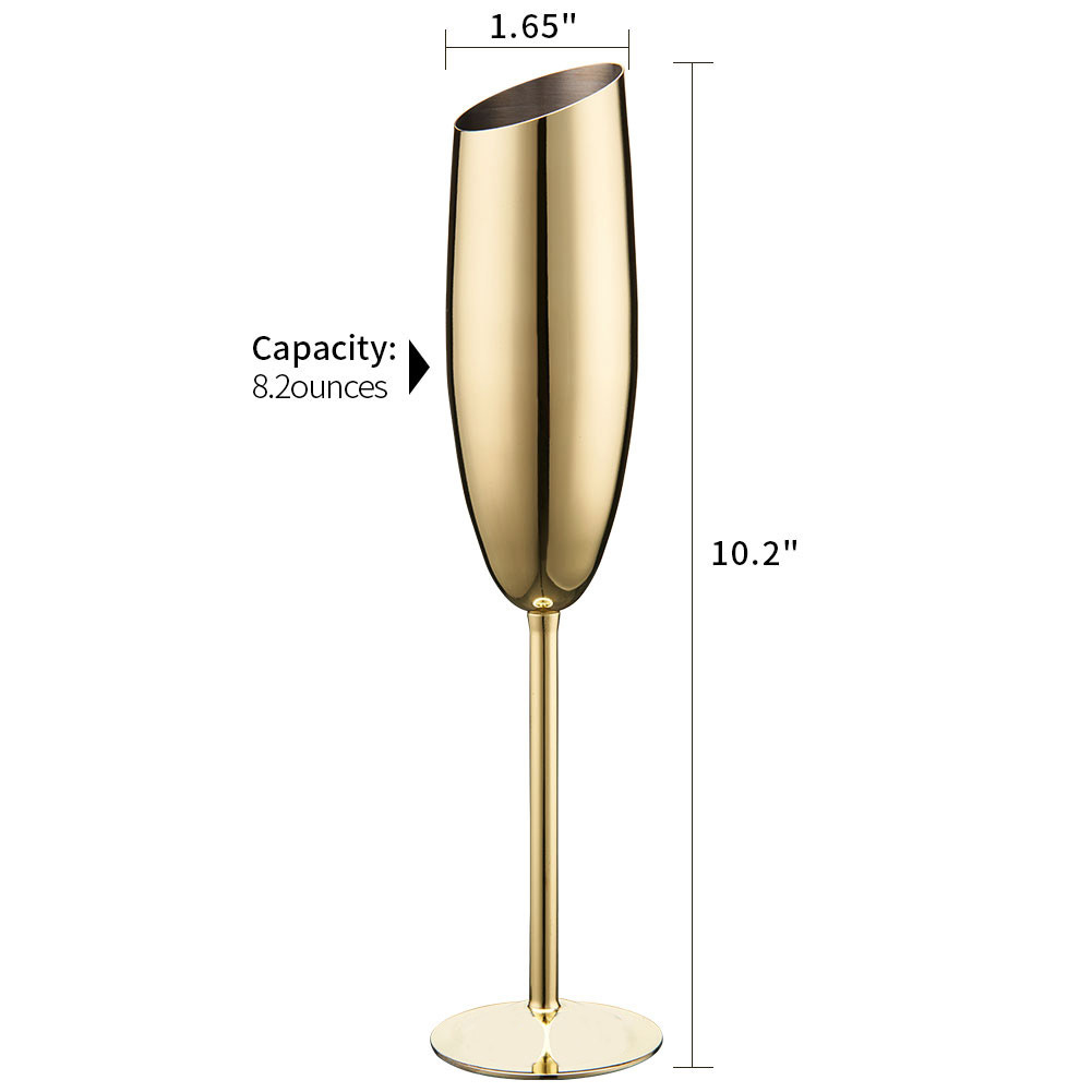 Gold 200ml Stainless Steel Champagne Flutes