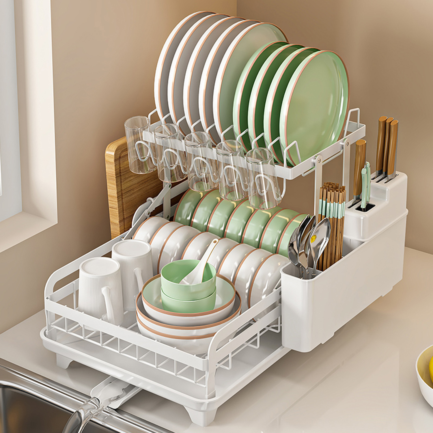Porcia 2 Tier Foldable Dish Drying Rack