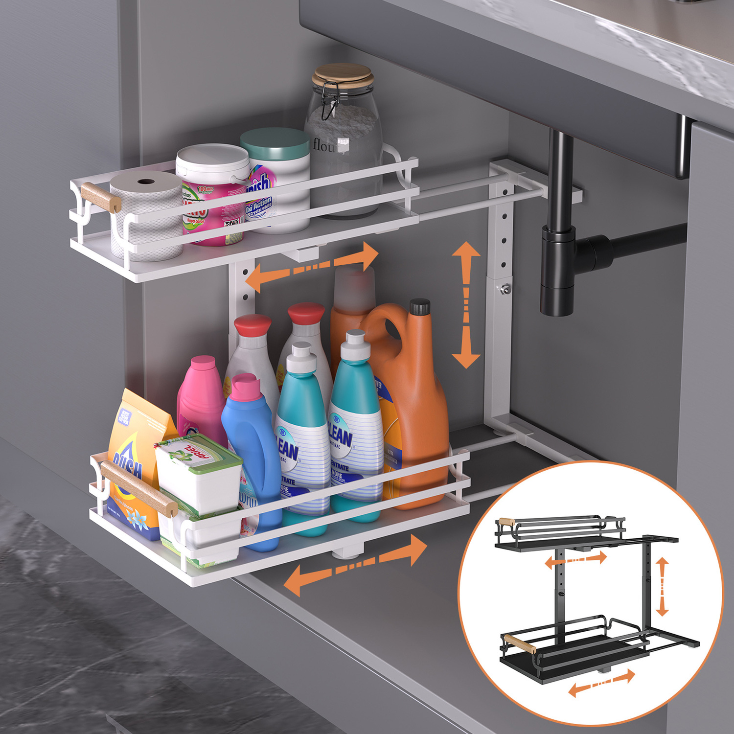 Denuvo-2-Tier-Slide-Out-Under-Sink-Organiser