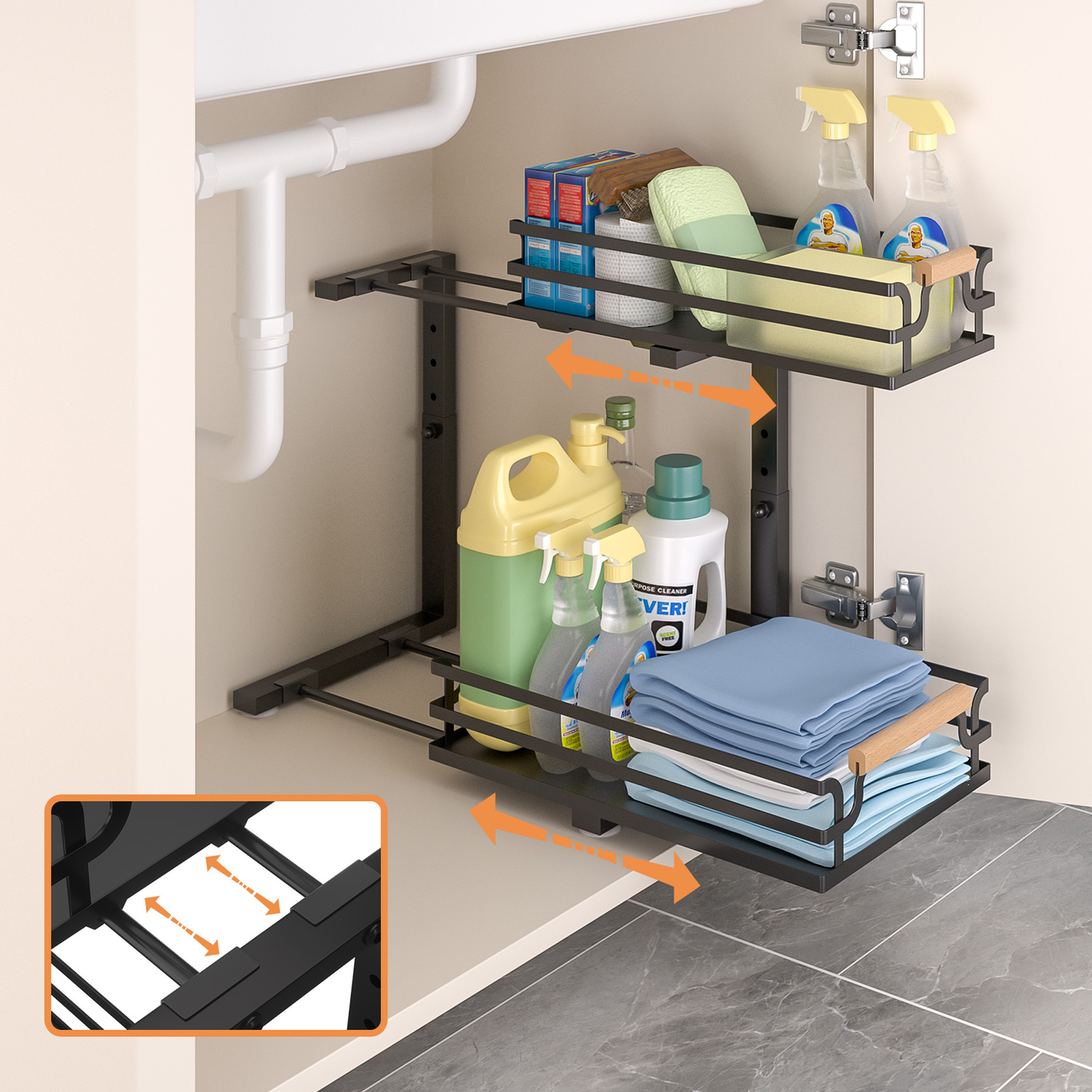Denuvo-2-Tier-Slide-Out-Under-Sink-Organiser