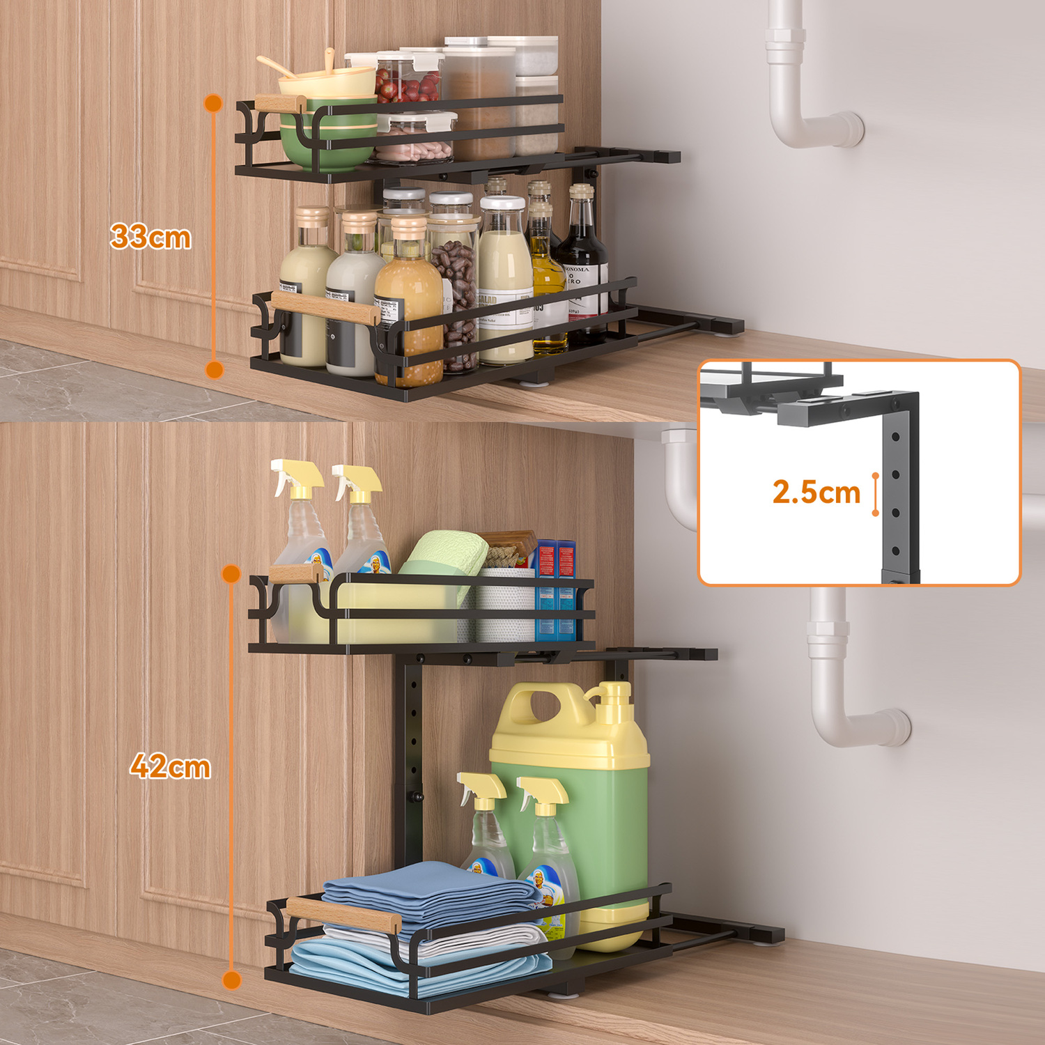 Denuvo-2-Tier-Slide-Out-Under-Sink-Organiser