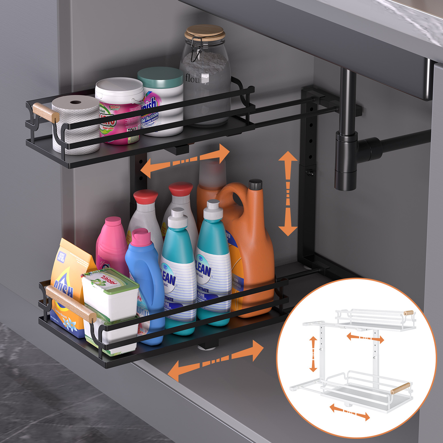 Denuvo-2-Tier-Slide-Out-Under-Sink-Organiser