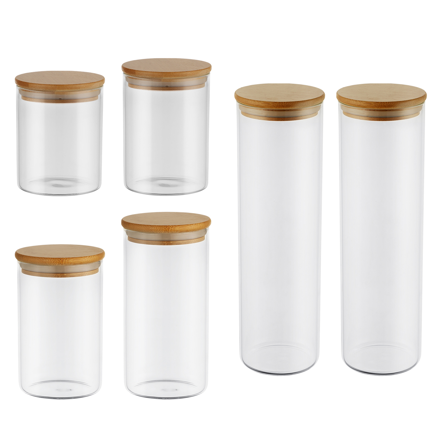 6 Piece Alto Borosilicate Glass Storage Jar Set