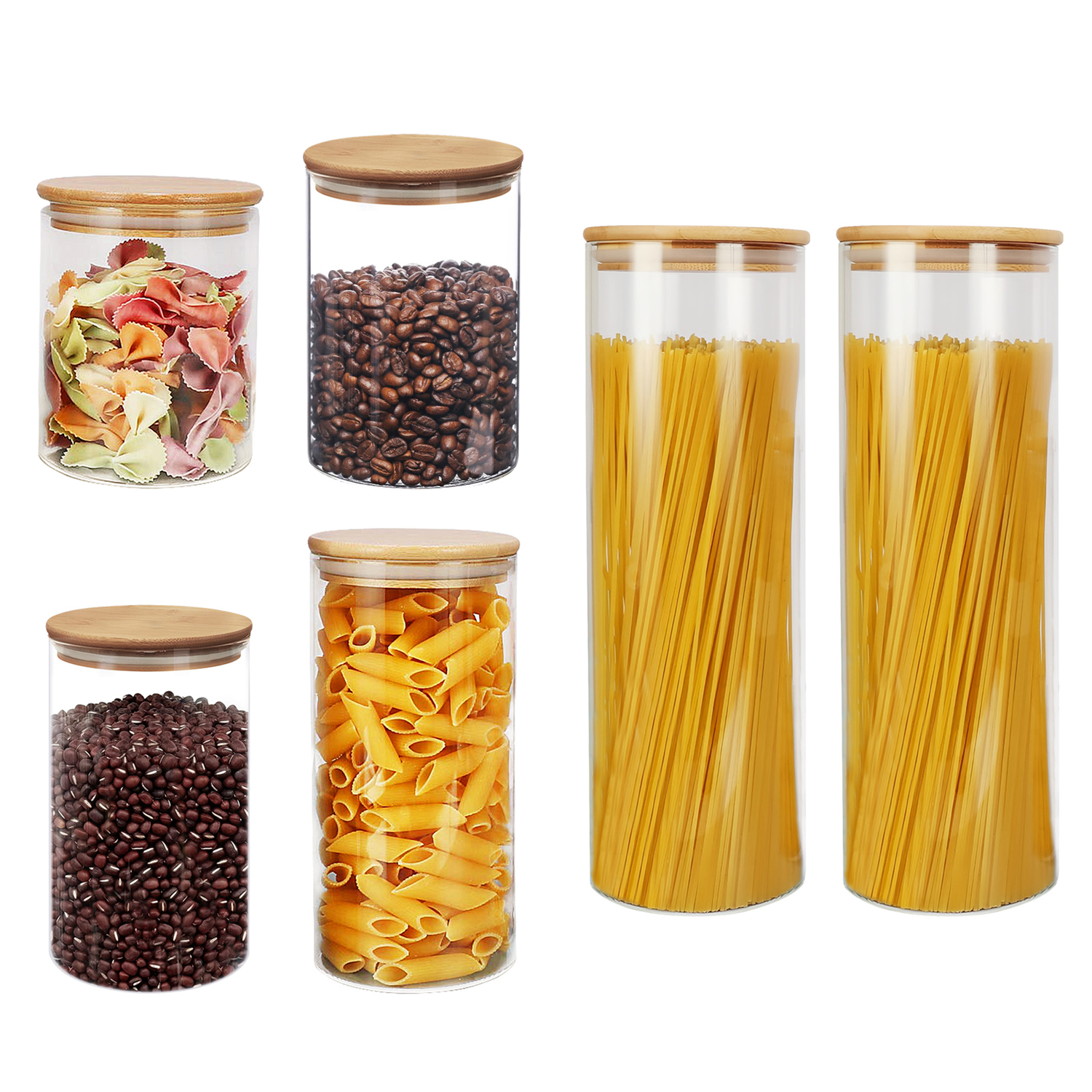 6 Piece Alto Borosilicate Glass Storage Jar Set