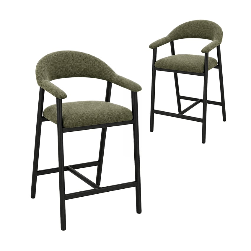 65cm Green & Black Miranda Velvet Barstools