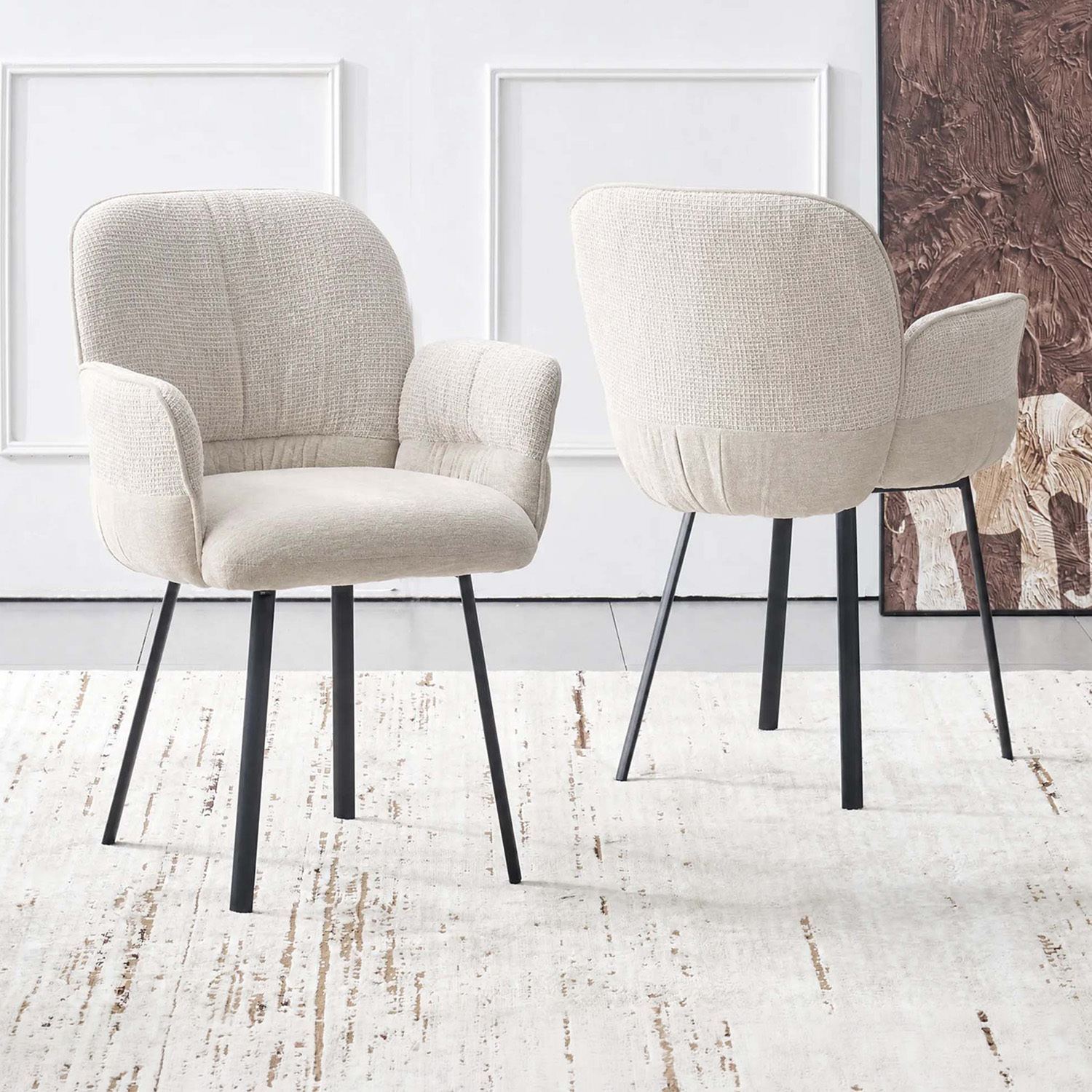 Milo Chenille Dining Chairs with Arms