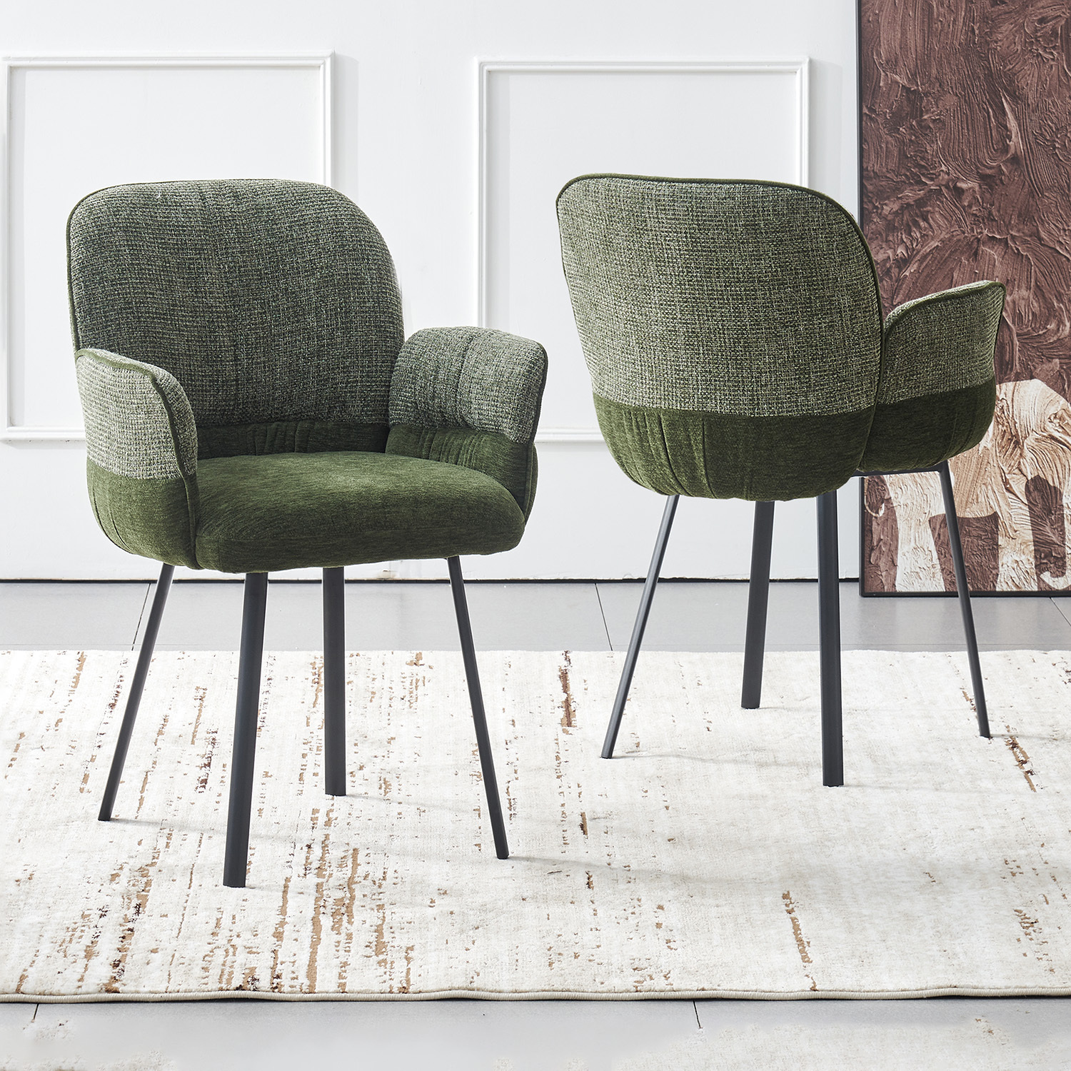 Milo Chenille Dining Chairs with Arms