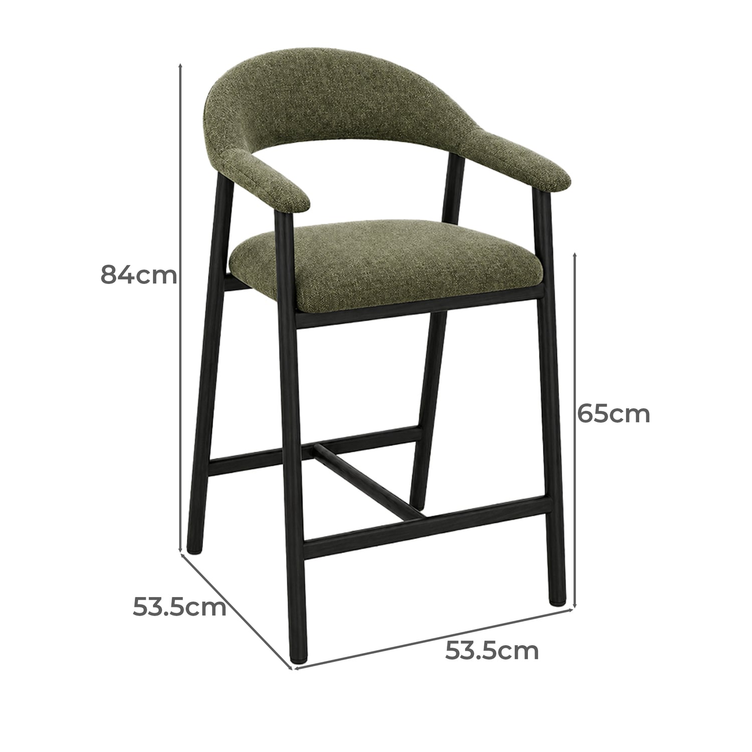 65cm Green & Black Palmera Velvet Bar Stools