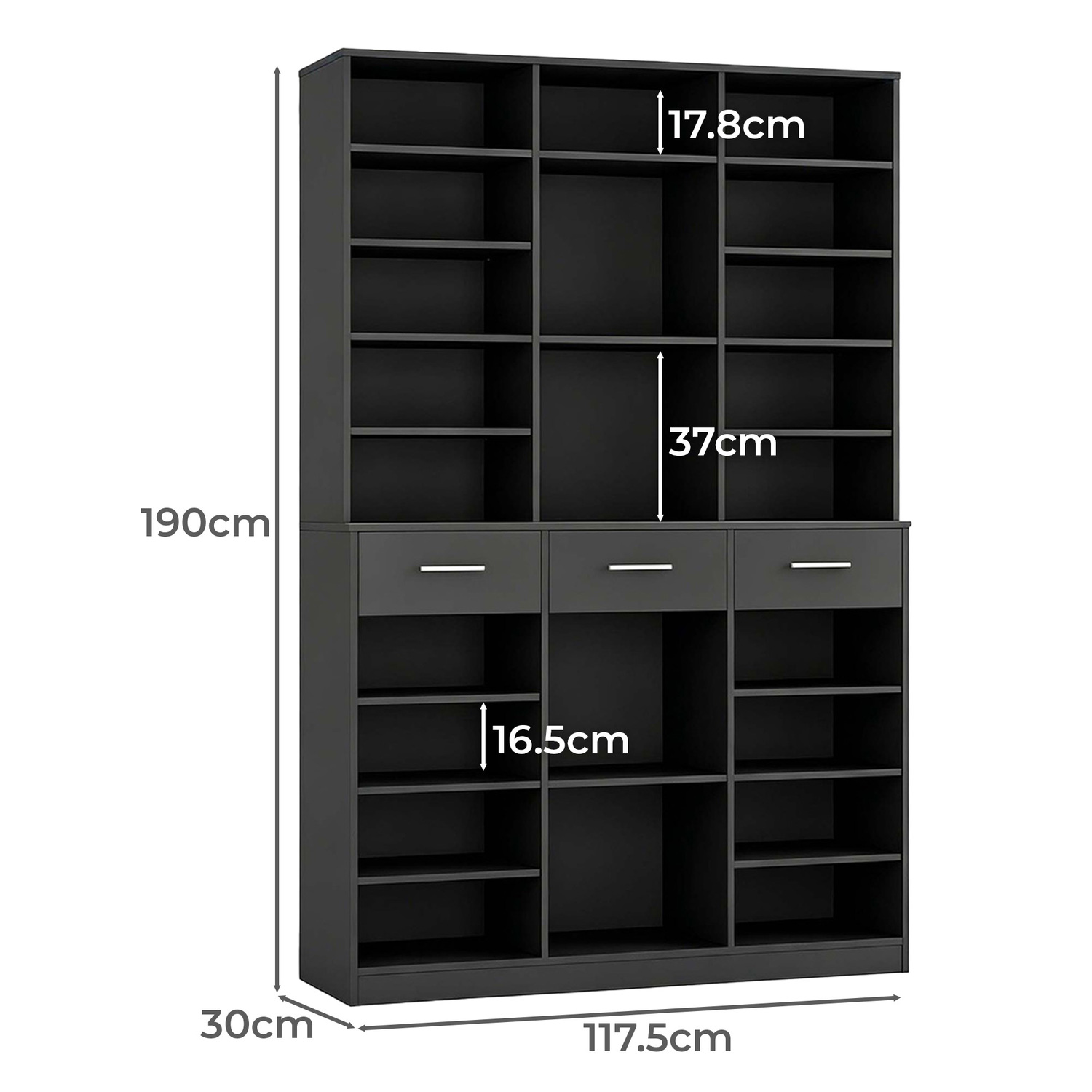 Tierra 3 Drawer Bookshelf