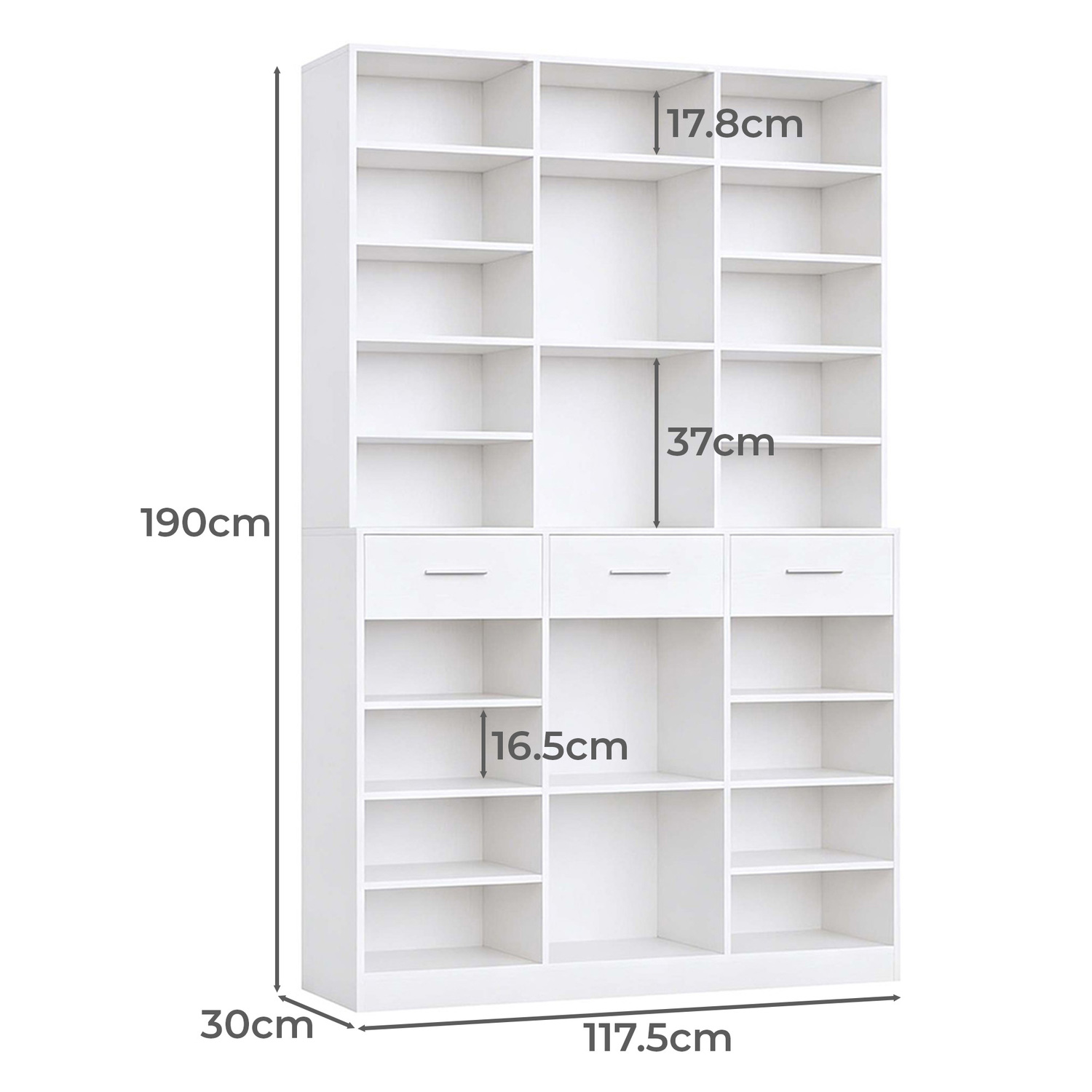 Tierra 3 Drawer Bookshelf