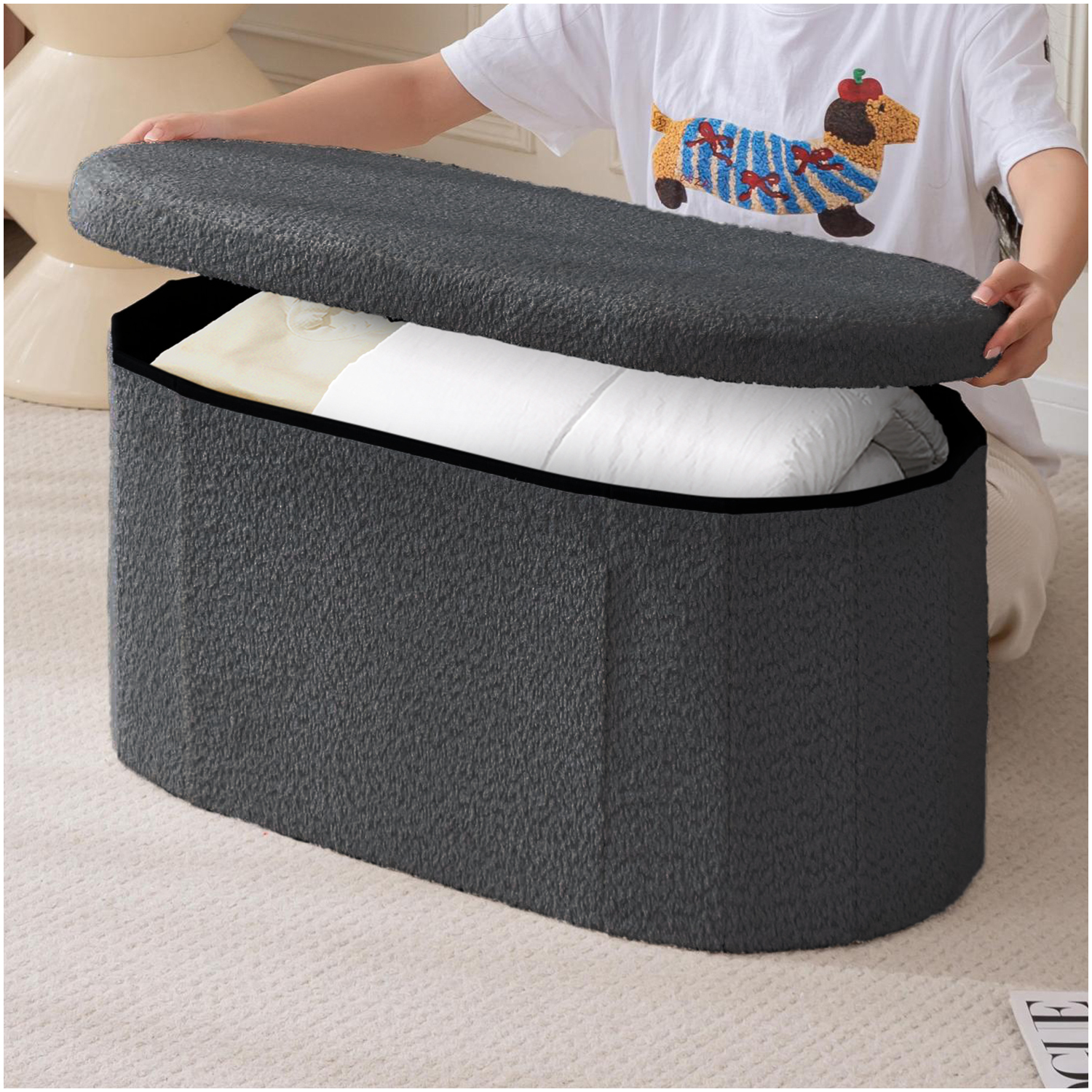 Belfast Boucle Storage Ottoman Bench