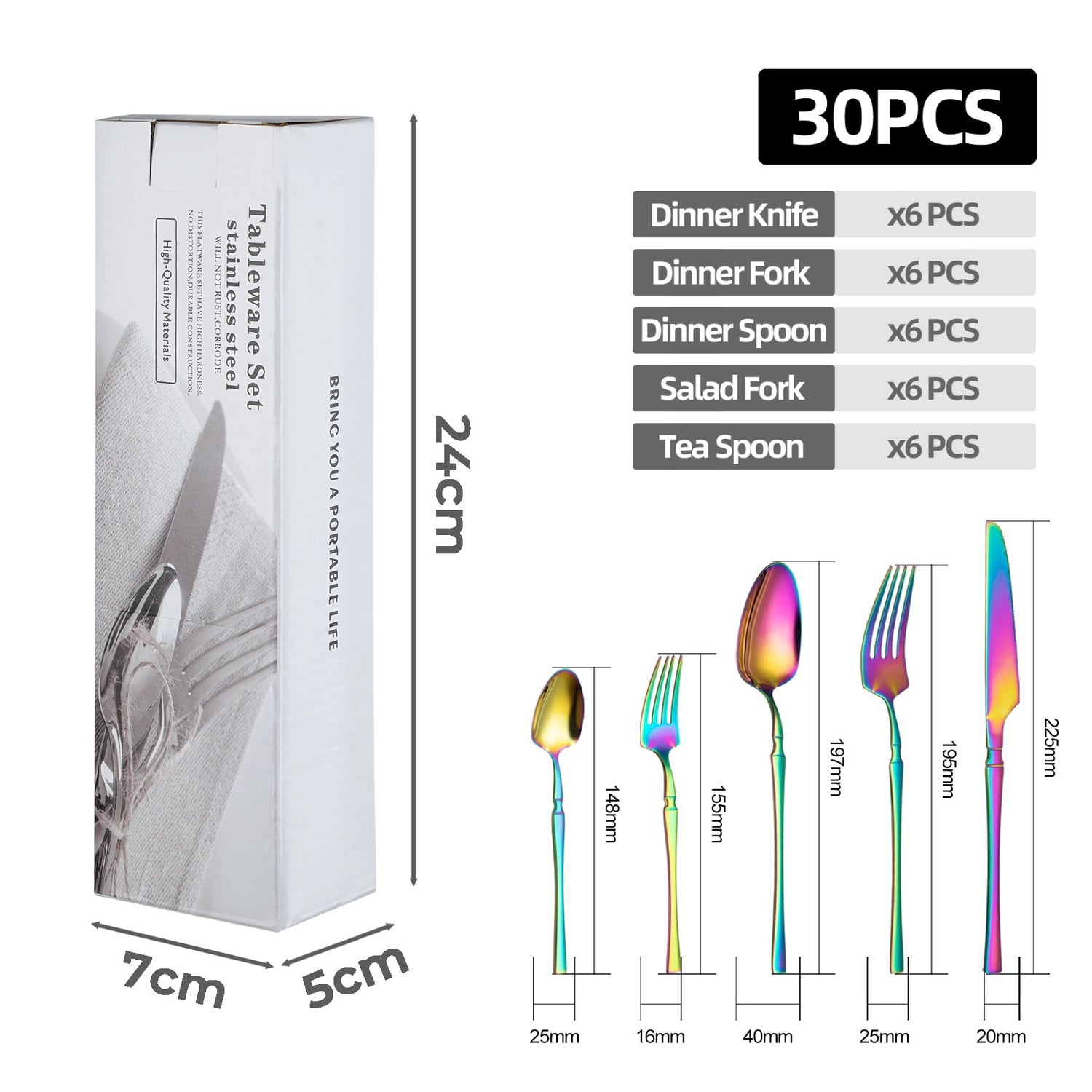 30 Piece Aoife Stainless Steel Cutlery Set