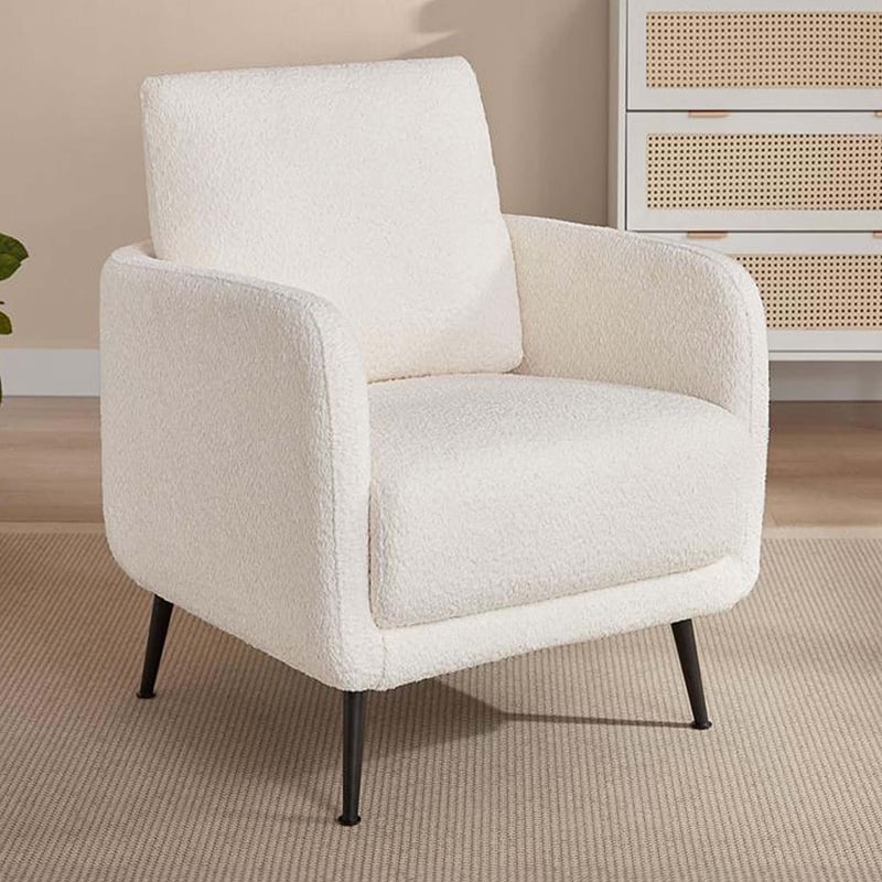 White Eva Boucle Armchair