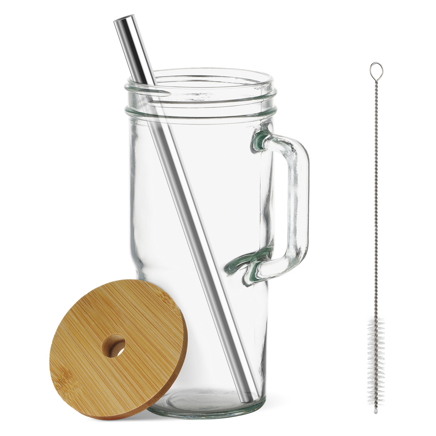 650ml Jeevan To-Go Glass Bottles with Lid & Straw