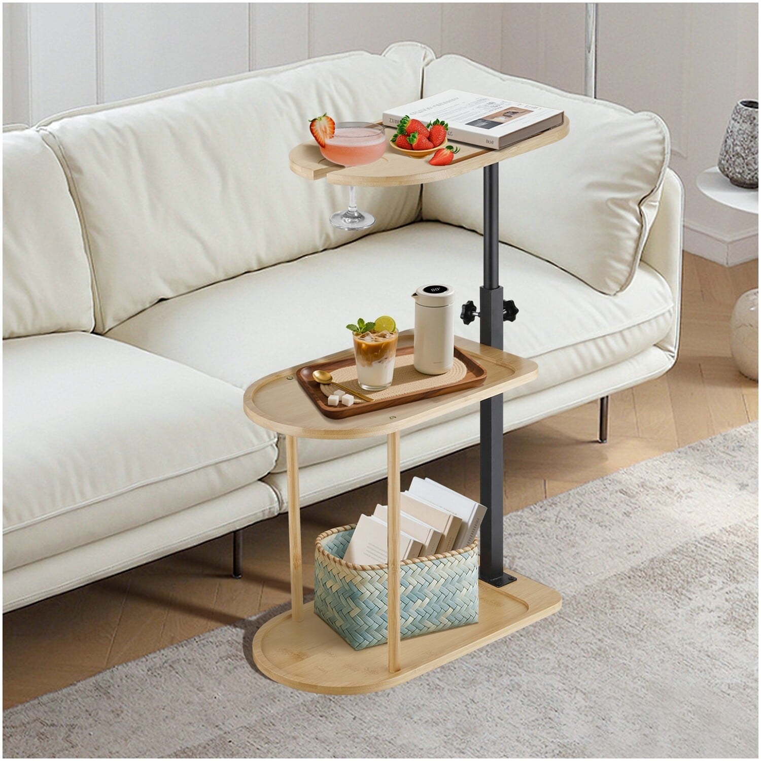 Willie Bamboo & Steel Adjustable Side Table
