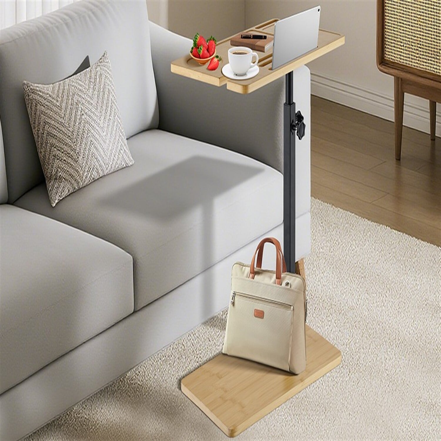 Anita Bamboo & Steel Adjustable Side Table